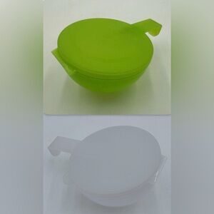 TUPPERWARE Set Of 2 Forget Me Not Onion Tomato Citrus Hanging 5105 Green & Clear